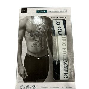 Pacific Polo Club Men’s 3-Pack Boxer Briefs - White, Navy, Gray Medium
